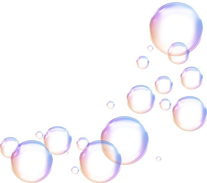 Realistic white soap bubbles. Bubbles are located on a transparent background. Flying soap bubbles.